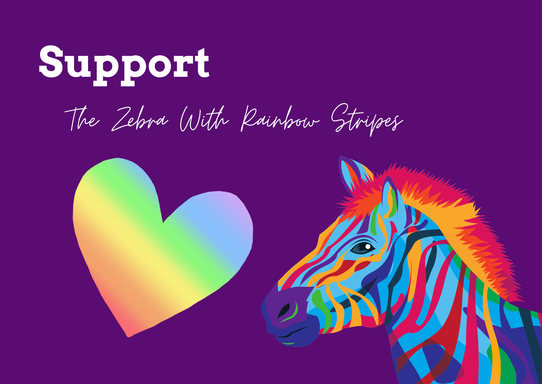 Support The Zebra With Rainbow Stripes button